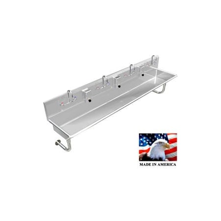 Best Sheet Metal. BSM Inc. Stainless Steel Sink, 4 User w/Manual Faucets, Round Tube Mounted 80" L X 20" W X 8" D 043M80208R
